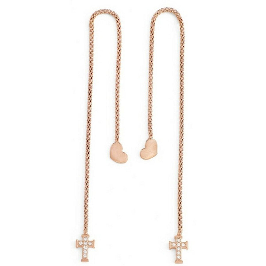 Pendientes Mujer Amen CUORE CROCE CRISTALLI ORO ROSA