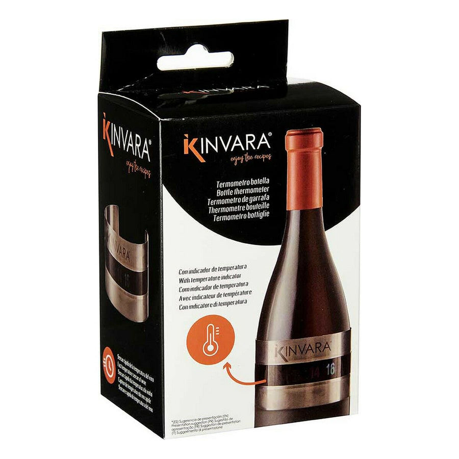 Termómetro para Vino Plata Negro Acero Inoxidable (12 Unidades)