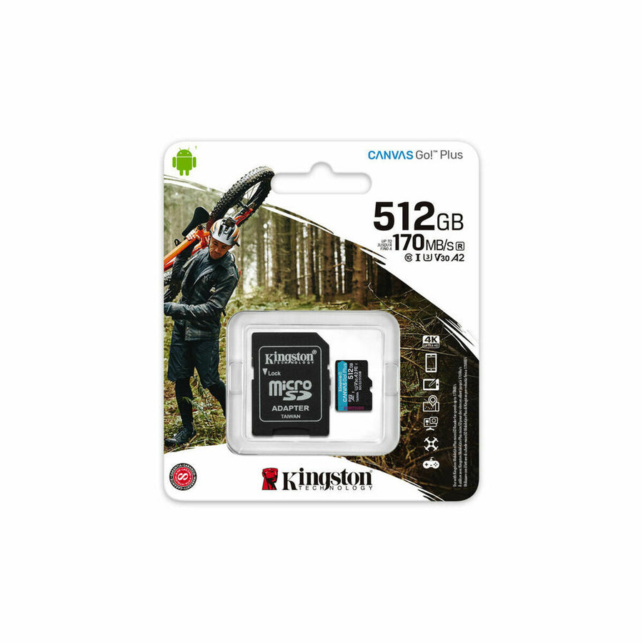 Tarjeta de Memoria Micro SD con Adaptador Kingston SDCG3/512GB Clase 10 512 GB UHS-I